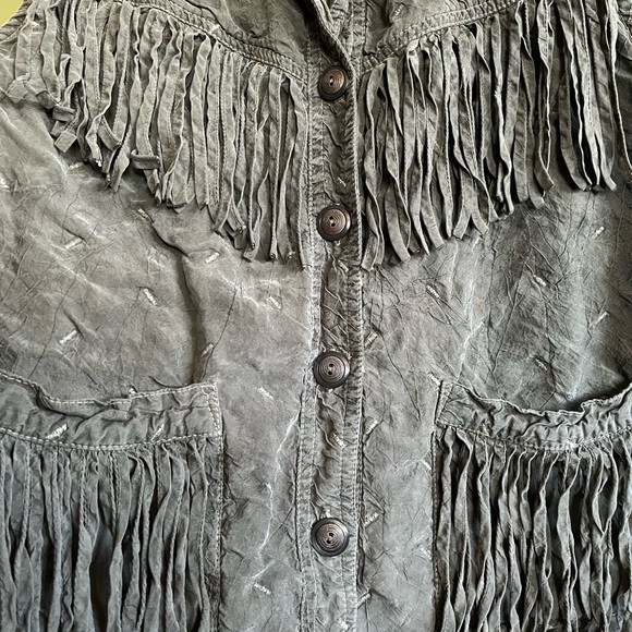 Vintage Grey Fringe Western Vest - Picture 3 of 7
